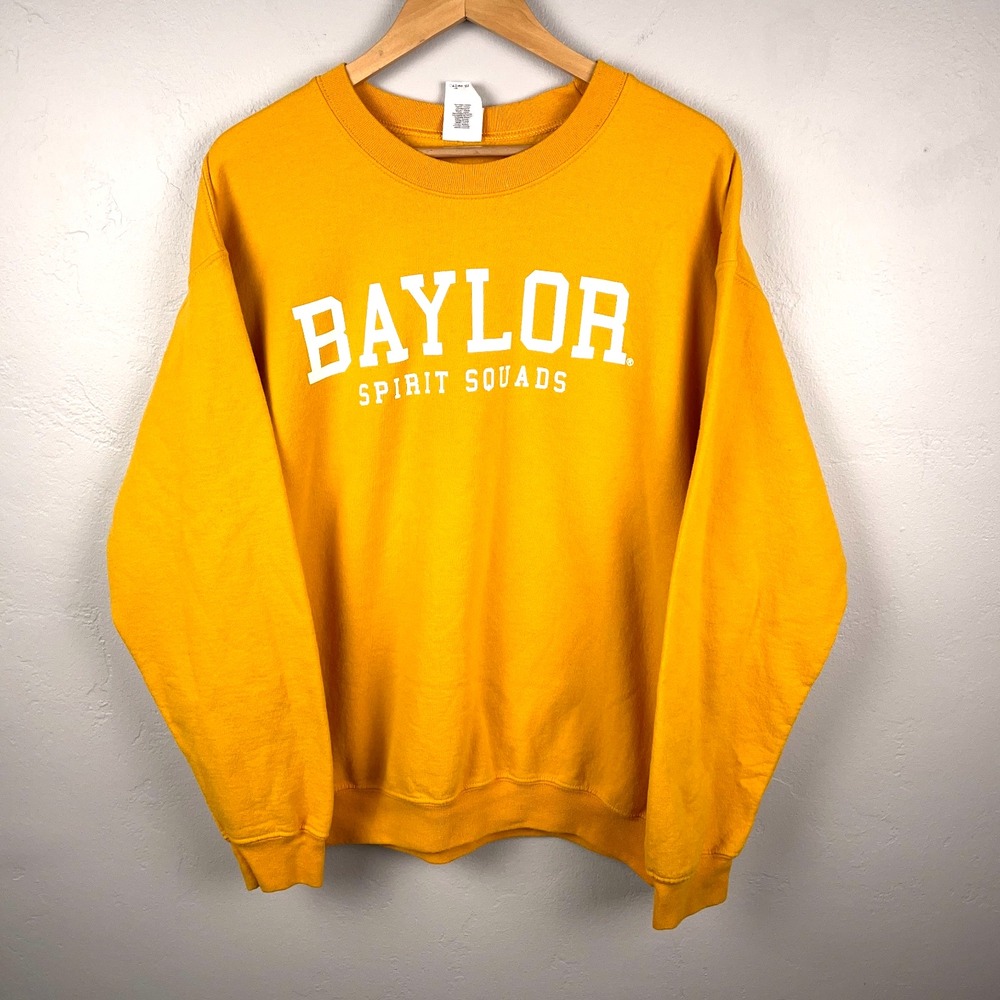 Baylor University Sweater Spirit Squad Unisex L Crewneck Yellow College Cheer